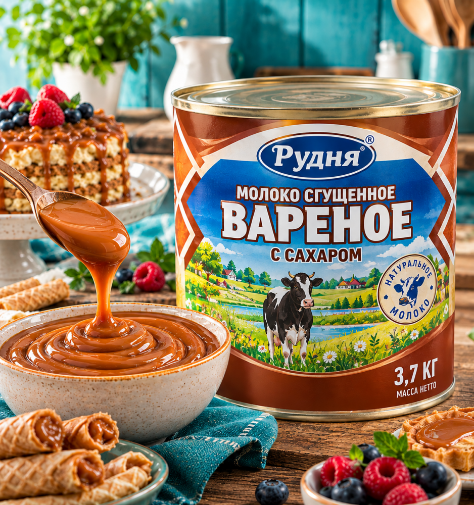 Вареная сгущенка Рудня ТУ, ж/б 3,7 кг