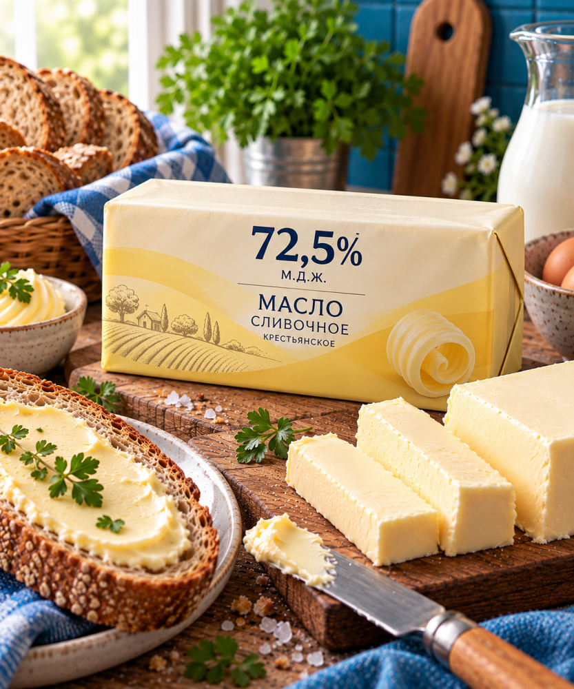Масло сливочное "Крестьянское" 72,5%