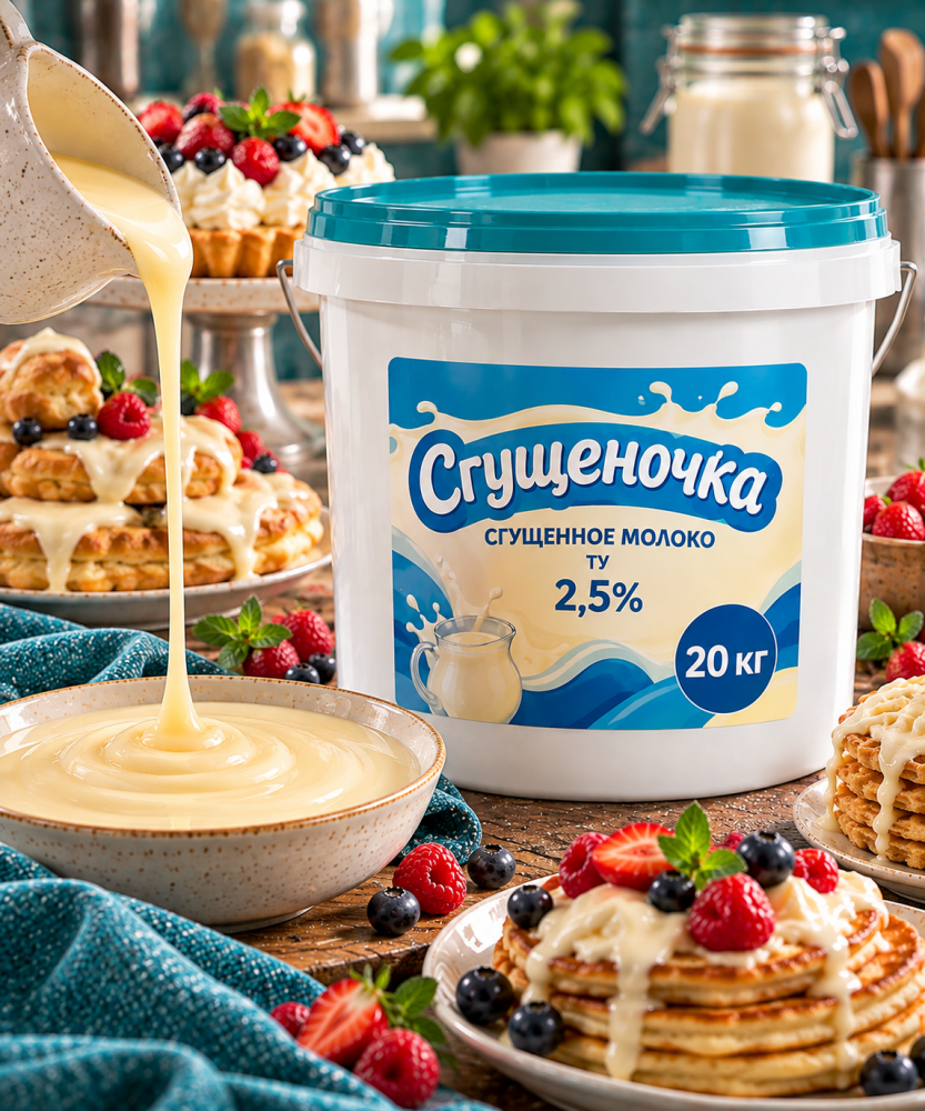 Сгущенное молоко ТУ 2,5% "Сгущеночка" 20 кг