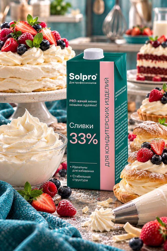 Сливки питьевые ультрапастеризованные 33% 1 л Solpro