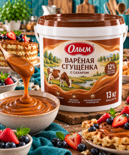 Вареная сгущенка ж.12% Олым ведро 13 кг